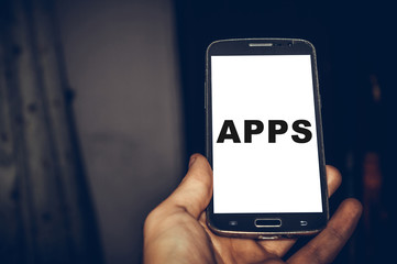 Apps word written in smartphone