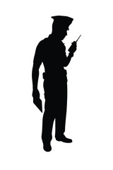 Police man silhouette vector, people