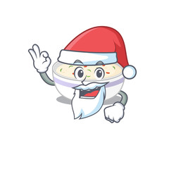 Steamed egg in Santa cartoon character style with ok finger