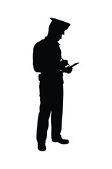 Police man silhouette vector, people