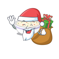 Santa steamed egg Cartoon character design having box of gifts