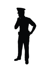 Police man silhouette vector, people
