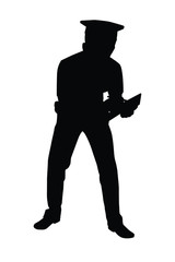 Police man silhouette vector, people