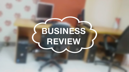 Business review word with blurring business background