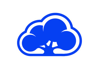 Cloud Tree Logo Design template, Eco cloud sign symbol