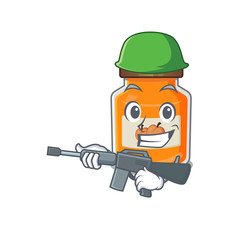 A cute picture of peach jam Army with machine gun