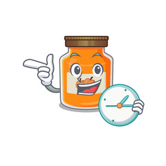 cartoon character concept peach jam having clock