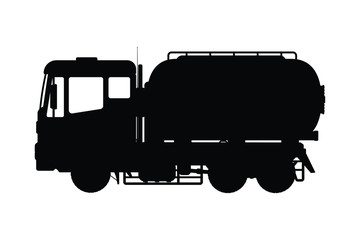 Truck with tank silhouette vector, transportation concept