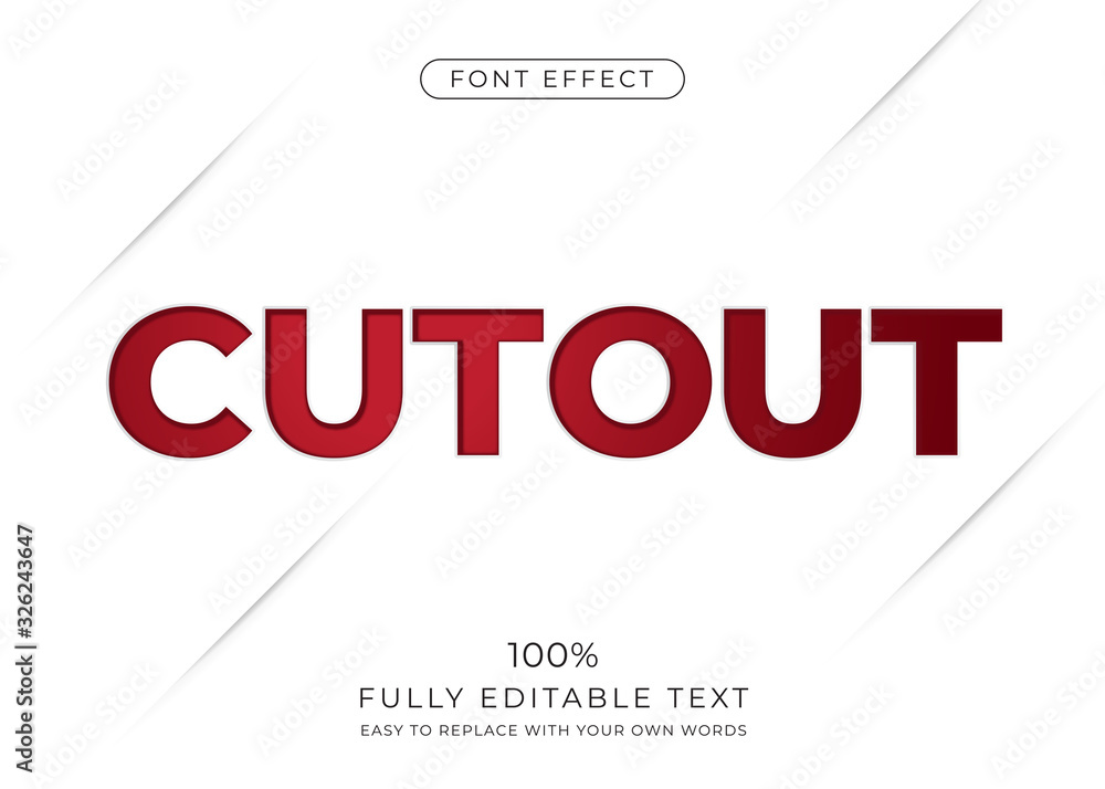 Fototapete Cutout text effect with editable font style