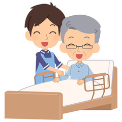 Obraz premium 介護士と老人