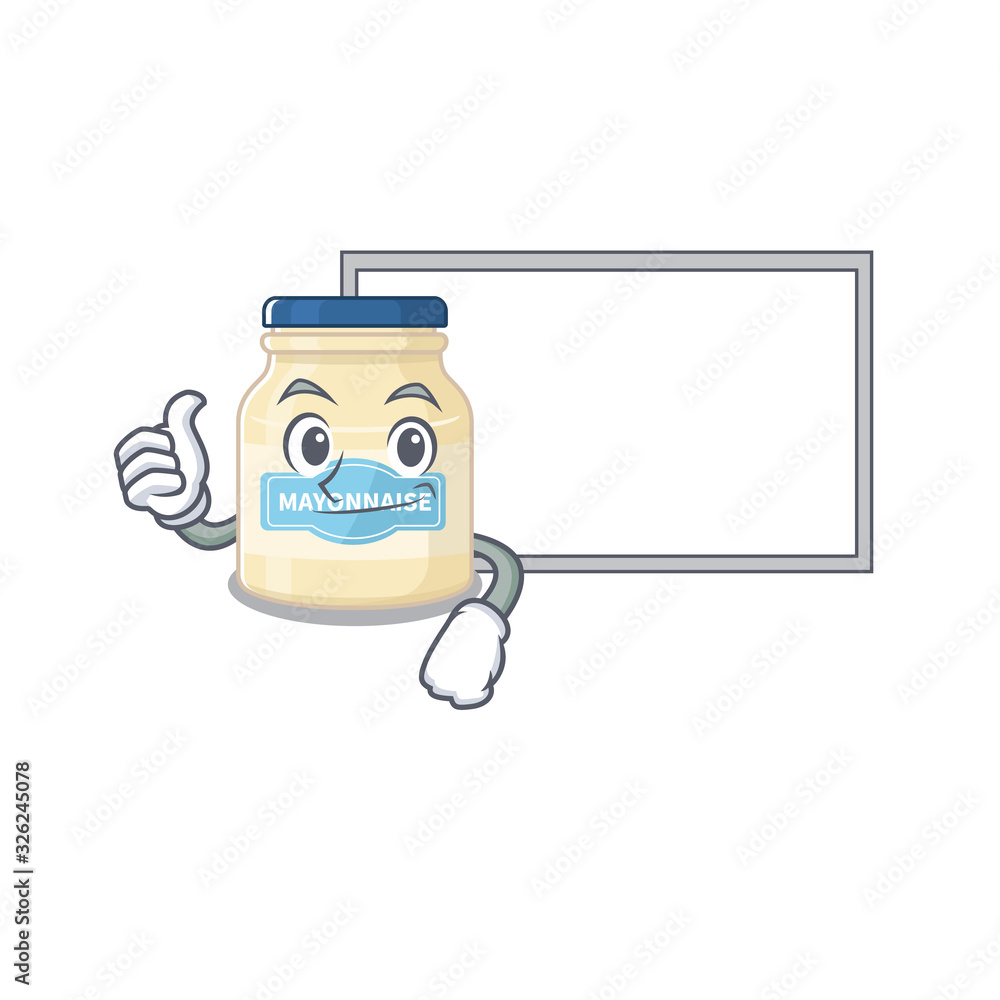 Poster thumbs up of mayonnaise cartoon design having a board