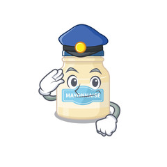 A manly mayonnaise Cartoon concept working as a Police officer