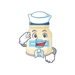 Fototapeta premium Mayonnaise cartoon in concept Sailor wearing hat