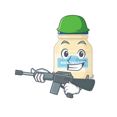 A cute picture of mayonnaise Army with machine gun