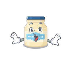 Mayonnaise mascot design concept with a surprised gesture