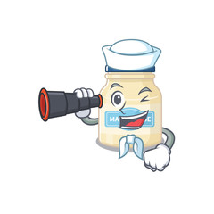 A picture of mayonnaise working as a Sailor with binocular