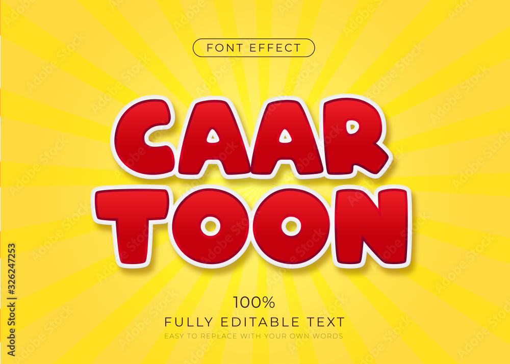 Poster cartoon title text effect. editable font style