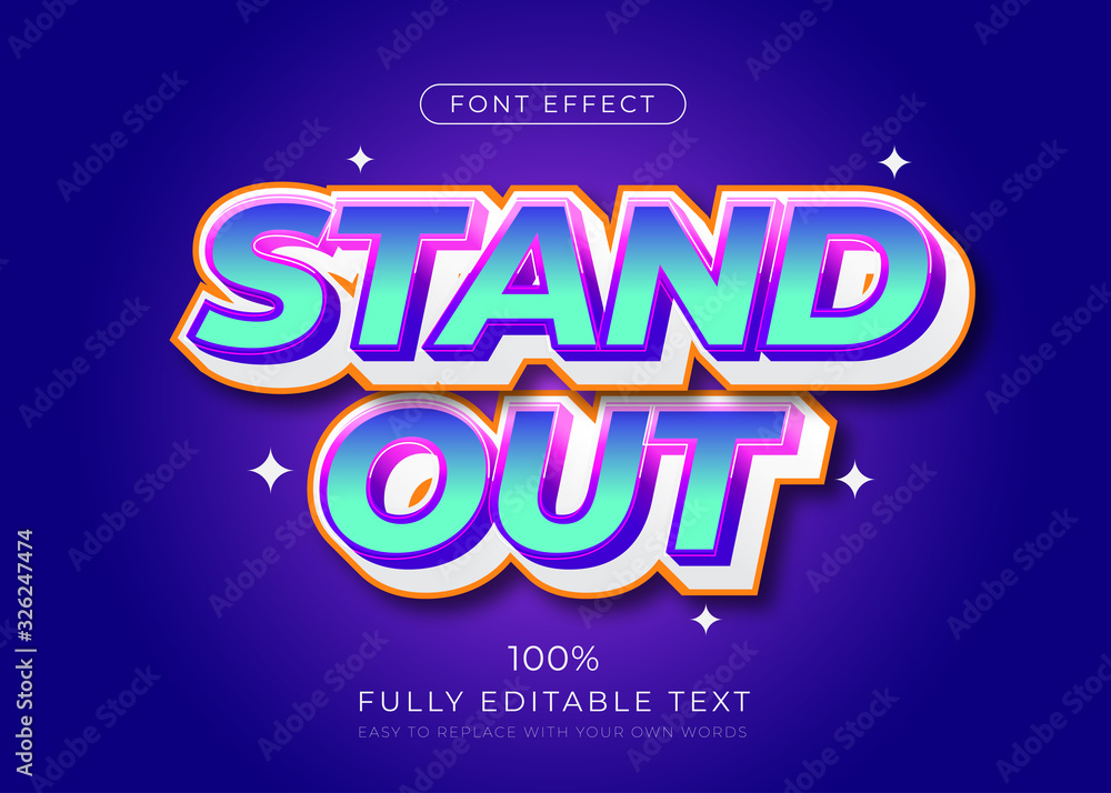 Poster modern vibrant 3d text effect. editable font style