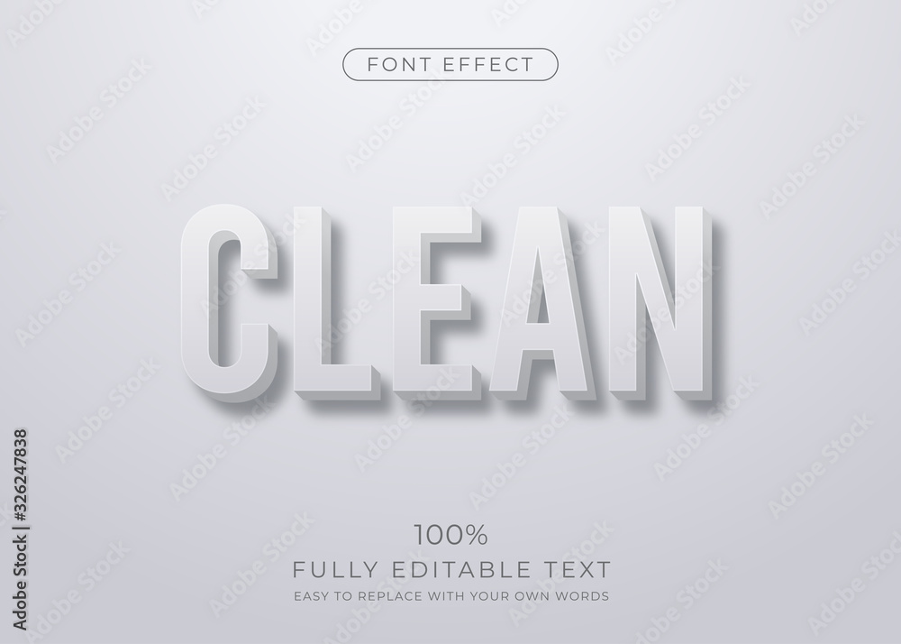 Poster clean 3d text effect. editable font style