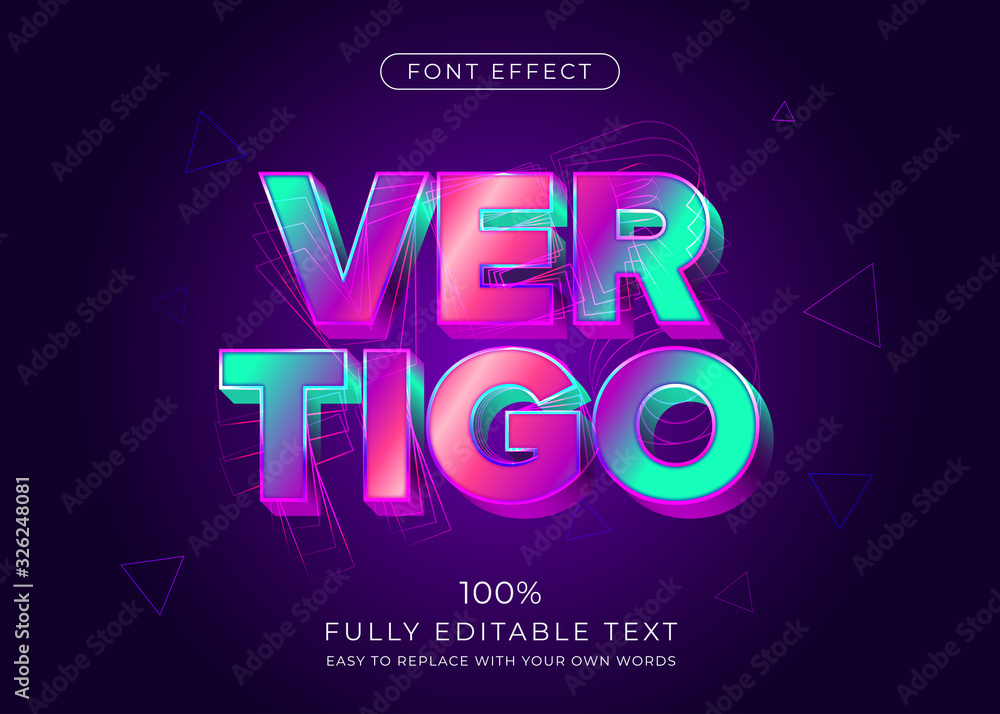 Poster modern vibrant 3d text effect. editable font style