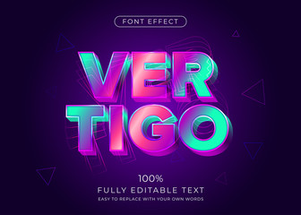 Modern vibrant 3d text effect. Editable font style