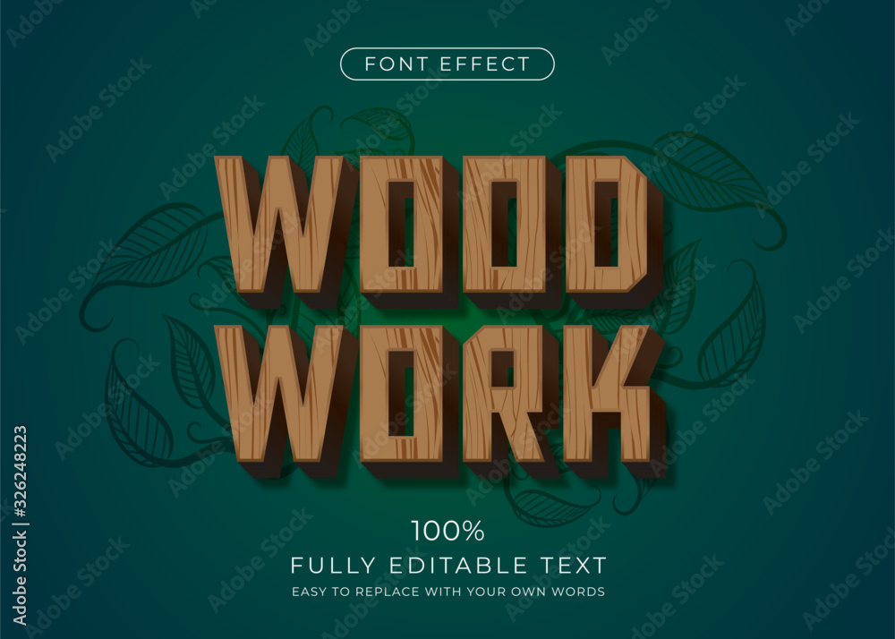 Poster wood text effect. editable font style