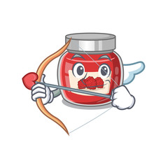Sweet raspberry jam Cupid cartoon design with arrow and wings