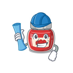 A success of raspberry jam Architect having blue prints and blue helmet