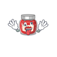Cute sneaky raspberry jam Cartoon character with a crazy face