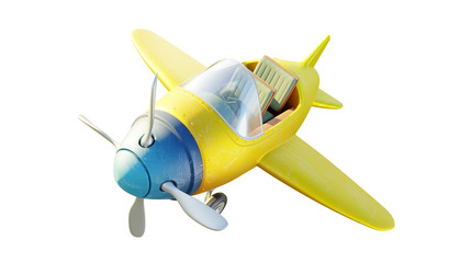 Retro cute yellow and blue two seat airplane © jamesteoh.art