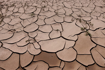 Sequedad arida del fondo de un rio en San Carlos, al norte de Argentina