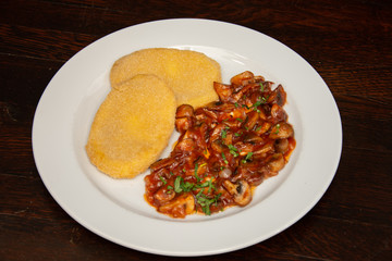 Fried cheese and Mushrooms sauté