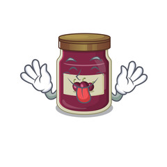 Funny plum jam mascot design with Tongue out