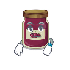 cartoon character design of plum jam on a waiting gesture