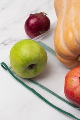 fruits and vegetables in an eco bag