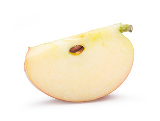 Ripe apple slice with seeds on white background. Apple clipping path.