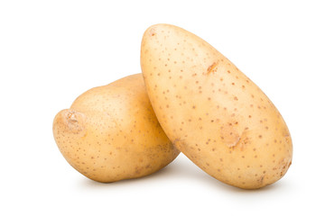 Raw potato on white with clipping path.