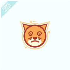 Cute cat face emoticon emoji expression Illustration. Scalable and editable vector.	