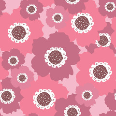 Repeat Vintage Flower Pattern with light pink background. Seamless floral pattern. Pink and Purple. Stylish repeating texture. Repeating texture. 