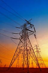 Wire electrical energy at sunset