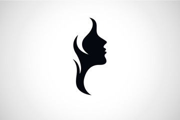 Female face logo design. Beauty saloon black logo design. High quality file