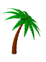 palm tree on white background. Isolated 3D illustration