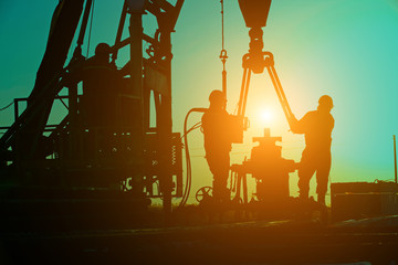 Oil drilling exploration, the oil workers are working