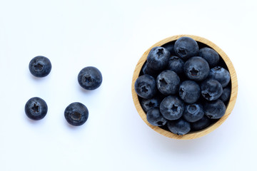 Blueberries on white background.