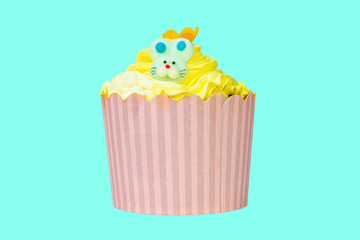 Delicious cupcake in row for valentine and birthday.