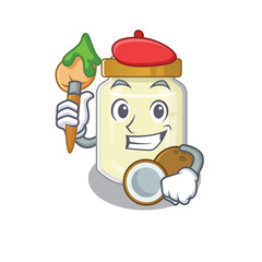 A cute picture of coconut butter as an Artist having a brush