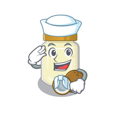 Coconut butter cartoon concept Sailor wearing hat