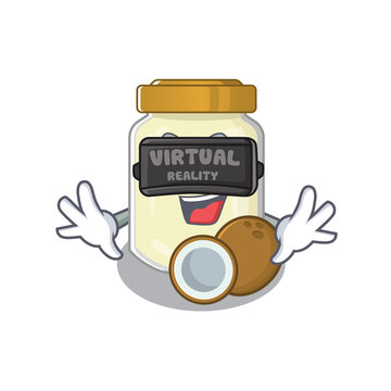 A Picture of coconut butter character wearing Virtual reality headset