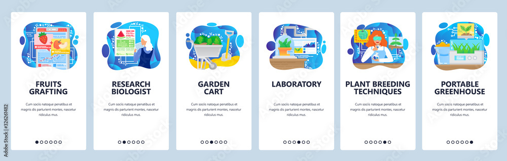 Wall mural biology science lab and biotechnology research. greenhouse, plants breeding lab. mobile app onboardi