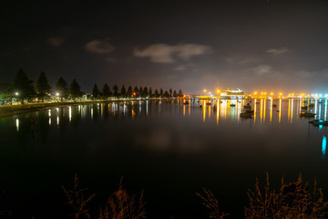 Fototapeta na wymiar Night lights over Tauranga harbour
